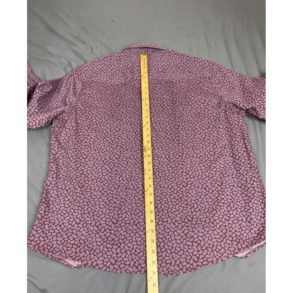 Wrangler Wrancher Mens XXL Burgundy Paisley Western Snap Long Sleeve Shirt - Picture 4 of 16